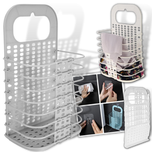 Carica l'immagine nel visualizzatore di Gallery, Cesto da bucato pieghevole in plastica montabile a parete - Ozerty