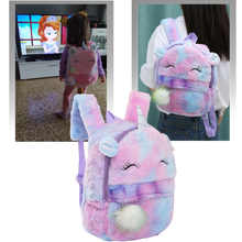 Load image into Gallery viewer, Zaino da ragazza con unicorno di peluche - Ozerty