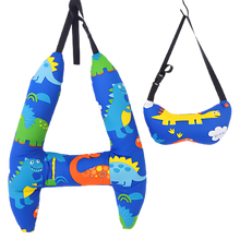 Carica l'immagine nel visualizzatore di Gallery, Cuscino da Viaggio per Collo con Supporto Ergonomico -Dinosauro blu profondo - Ozerty