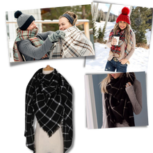 Carica l'immagine nel visualizzatore di Gallery, Sciarpa in cashmere a quadri effetto mohair - Ozerty