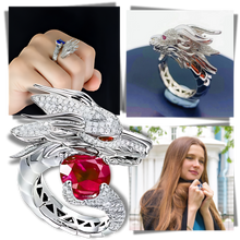 Carica l'immagine nel visualizzatore di Gallery, Anello drago d'argento, fatto a mano e unico nel suo genere - Ozerty