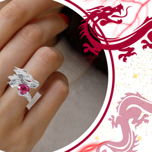 Carica l'immagine nel visualizzatore di Gallery, Anello drago d'argento, fatto a mano e unico nel suo genere - Ozerty