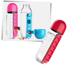 Carica l&#39;immagine nel visualizzatore di Gallery, Bottiglia d&#39;acqua in plastica con portapillole - Ozerty
