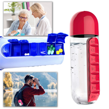 Carica l&#39;immagine nel visualizzatore di Gallery, Bottiglia d&#39;acqua in plastica con portapillole - Ozerty
