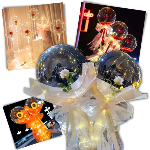 Bellissimo palloncino a LED con rosa - Ozerty
