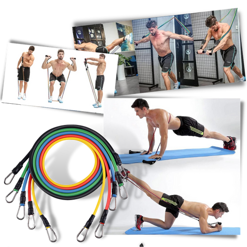 Set completo di fascette per esercizi di resistenza (11 pezzi) - Ozerty
