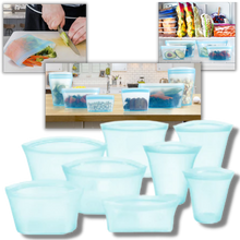 Carica l&#39;immagine nel visualizzatore di Gallery, Confezione da 8 sacchetti in silicone per alimenti riutilizzabili - Ozerty
