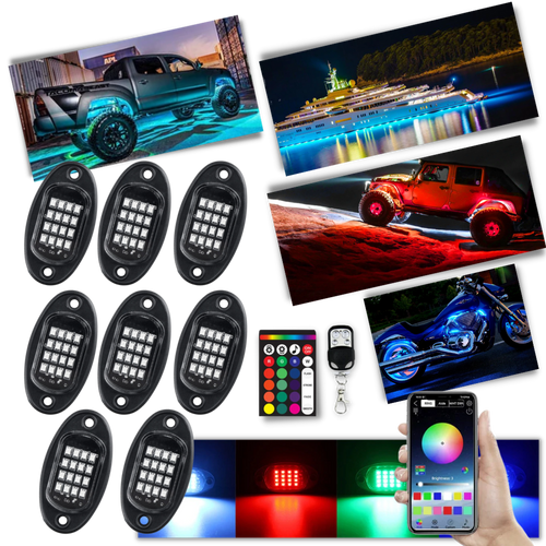 Confezione da 8 luci RGB per veicoli - Ozerty