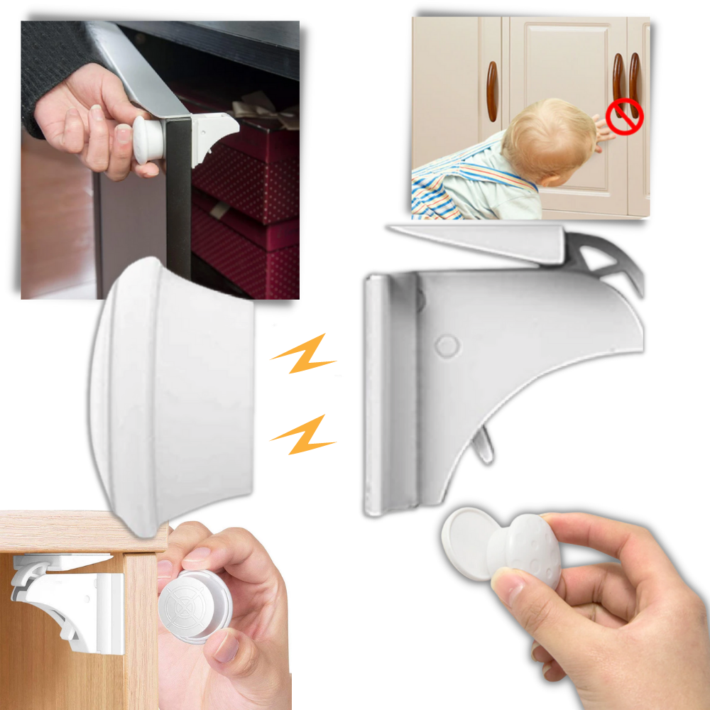 Confezione da 4 serrature magnetiche per armadietti di sicurezza per bambini - Ozerty