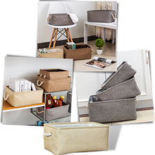 Carica l&#39;immagine nel visualizzatore di Gallery, Elegante cestino di lino con manici in corda - Ozerty

