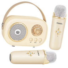 Carica l&#39;immagine nel visualizzatore di Gallery, Mini Karaoke Bluetooth a Doppio Microfono per Bambini -Beige  - Ozerty
