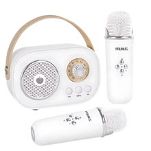Carica l&#39;immagine nel visualizzatore di Gallery, Mini Karaoke Bluetooth a Doppio Microfono per Bambini -Bianco - Ozerty
