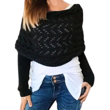 Carica l&#39;immagine nel visualizzatore di Gallery, Accogliente Coprispalle Lavorato a Maglia -Nero - Ozerty
