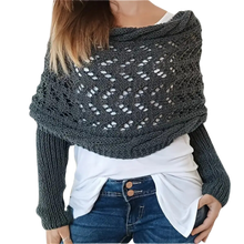 Carica l&#39;immagine nel visualizzatore di Gallery, Accogliente Coprispalle Lavorato a Maglia -Grigio scuro - Ozerty
