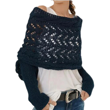 Carica l&#39;immagine nel visualizzatore di Gallery, Accogliente Coprispalle Lavorato a Maglia -Blu navy - Ozerty
