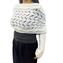 Carica l&#39;immagine nel visualizzatore di Gallery, Accogliente Coprispalle Lavorato a Maglia -Bianco - Ozerty
