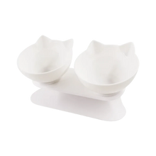 Carica l&#39;immagine nel visualizzatore di Gallery, Ciotola comfort rialzata per gatti -Bianco/Doppio - Ozerty
