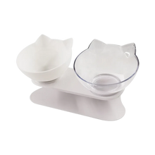 Carica l&#39;immagine nel visualizzatore di Gallery, Ciotola comfort rialzata per gatti -Bianco Trasparente/Doppio - Ozerty
