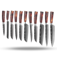 Carica l&#39;immagine nel visualizzatore di Gallery, Coltelli giapponesi della serie Terra di fuoco -Set di 10 coltelli da chef giapponesi - Ozerty
