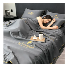 Carica l&#39;immagine nel visualizzatore di Gallery, Copripiumino in morbida seta di ghiaccio -Grigio Antico/150X200 cmGrigio Antico/180X220 cmGrigio Antico/200X230 cm - Ozerty
