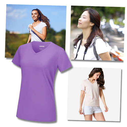 Maglia con scollo a V a raffreddamento istantaneo da donna - Ozerty