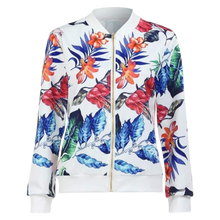 Carica l&#39;immagine nel visualizzatore di Gallery, Giacca bomber a maniche lunghe a fiori
 -Bianco/SBianco/MBianco/LBianco/XLBianco/XXLBianco/3XLBianco/4XLBianco/5XL - Ozerty

