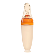 Carica l&#39;immagine nel visualizzatore di Gallery, Biberon anti-perdita con cucchiaio in silicone -Arancione - Ozerty
