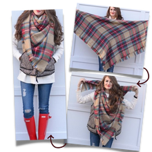 Carica l&#39;immagine nel visualizzatore di Gallery, Sciarpa in cashmere a quadri effetto mohair - Ozerty
