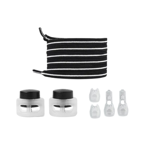 Lacci di chiusura sicuri e alla moda -Nero Bianco - Ozerty, Lacci di chiusura sicuri e alla moda -Nero - Ozerty