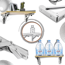 Carica l&#39;immagine nel visualizzatore di Gallery, Eleganti staffe pieghevoli a muro per ripiani - Ozerty
