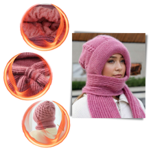 Carica l&#39;immagine nel visualizzatore di Gallery, Cappello con cappuccio in maglia antivento con sciarpa e protezione per le orecchie integrate - Ozerty
